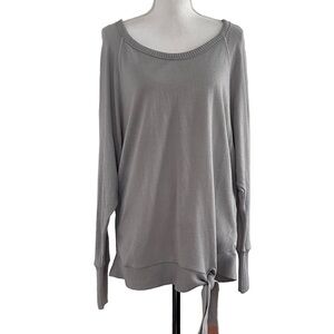 NEW Express Oversized Scoop Neck Tie Waistband Sweater Women’s SZ XS Gray Knit